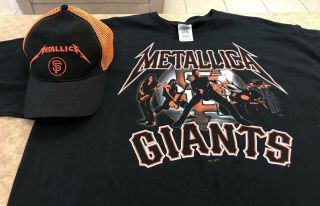 Metallica Night San Francisco Giants T Shirt And Hat Xl