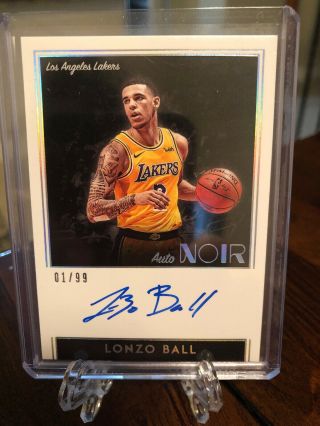 2018 - 19 Panini Noir Lonzo Ball Signed Auto 1/99 Los Angeles Lakers.  