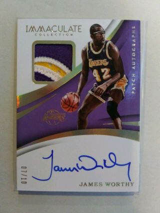 2017 - 18 Immaculate Gold Pa - Jwt James Worthy Lakers Hof 3 - Color Patch Auto 7/10
