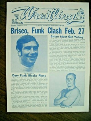 St Louis Wrestling Program 2/27/76 D.  Funk Jr Vs Brisco Winner Meets World Champ