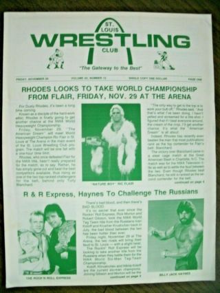 St Louis Wrestling Program - 11/29/85 Flair Vs Dusty R&rs 6 Man Title Tv Title