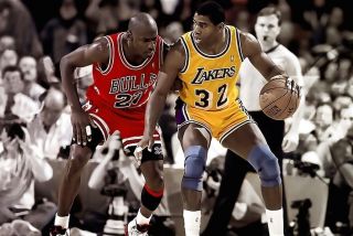 Nba Bulls Lakers Michael Jordan Ervin Magic Johnson Poster 36x24