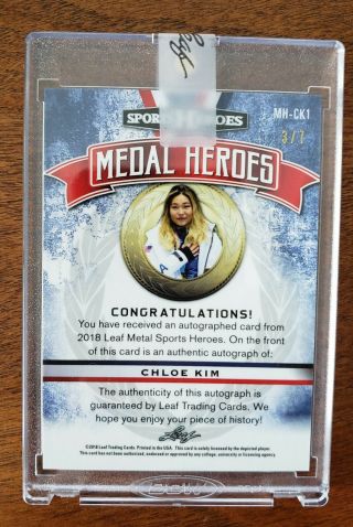 2018 Leaf Heros Of The Game CHLOE KIM Medal Heros Purple Parallel /7 2