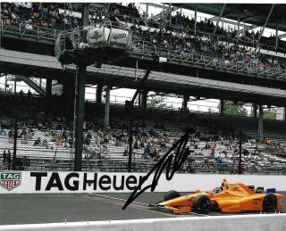 Fernando Alonso Signed 8x10 Photo 2017 Indy 500 Formula 1 Mclaren F1 Car E