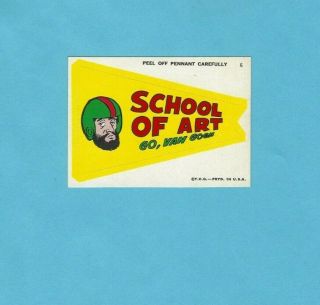 1967 Topps Comic Pennants 6 School Of Art Football Card
