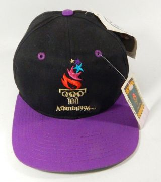 1996 Atlanta Olympic Ball Cap With Tags Snapback Purple/black With Hidden Pocket