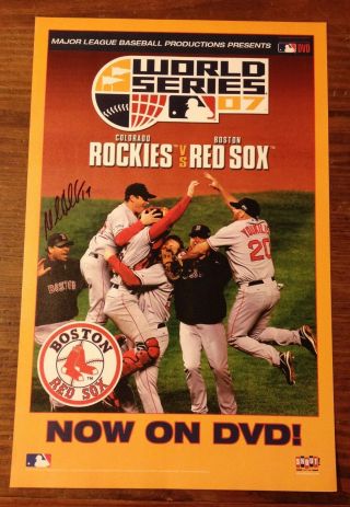 Manny Delcarmen Autographed Boston Red Sox World Series Champions 11x17 Poster
