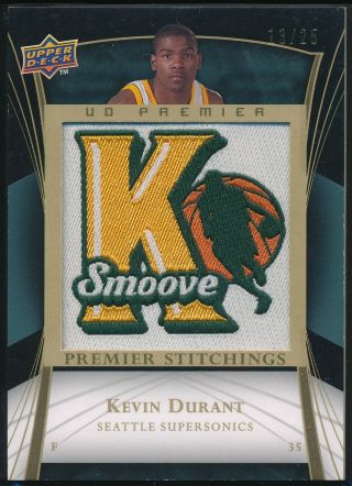 Kevin Durant 2007 - 08 Ud Premier Stitchings Patch Gold /25 Rookie Card Ps - Kd