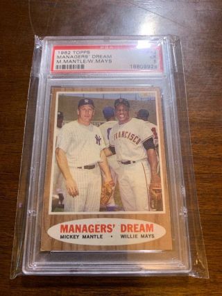 1962 Topps Mickey Mantle & Willie Mays Managers Dream 18 Psa 5 Ex