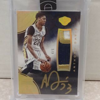 2014 - 15 Panini Eminence Anthony Davis Pelicans 3clr Patch On Card Gold Auto 4/5
