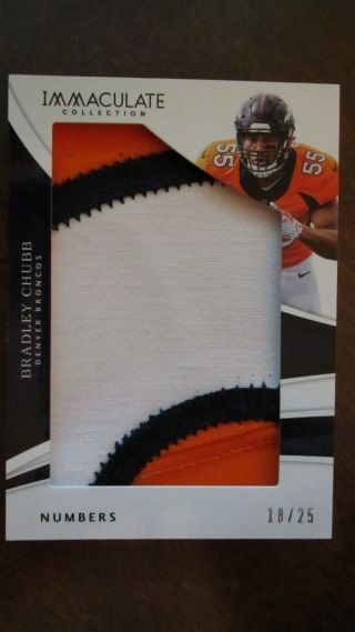 2018 Immaculate Bradley Chubb Numbers Jumbo Patch Jersey 18/25 Rookie Broncos Sp