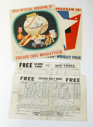 (4) 1950s Chicago Cubs Score Cards Programs Vs Dodgers Cardinals Musial M1676