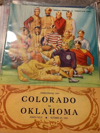 1951 Oklahoma Sooners Colorado Buffaloes Football Program Norman Ou Vintage