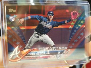 2018 Topps Update Independence Day Variation.  Ronald Acuna Jr.  Us252.  16/76.