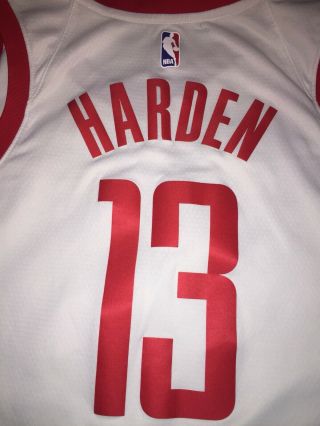 Nike Swingman James Harden White Jersey Houston Rockets Mens Large 48 8