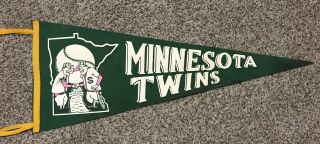1960’s Vintage Minnesota Twins Full Sized Green Felt Pennant