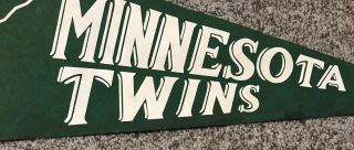 1960’s Vintage Minnesota Twins Full Sized Green Felt Pennant 2