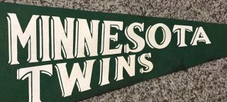 1960’s Vintage Minnesota Twins Full Sized Green Felt Pennant 5