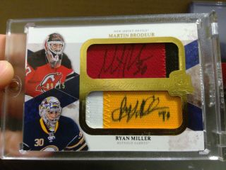 10 - 11 Ud The Cup Martin Brodeur Ryan Miller Dual Scripted Swatches /15 Patch Ssp