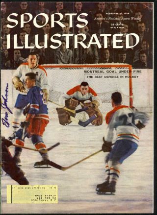 Tom Johnson Hof Canadiens Signed Auto February 1958 Sports Illustrated Cover