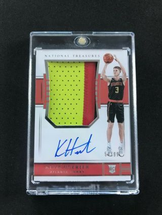2018 - 19 National Treasures Kevin Huerter 3 Color Patch Auto Rc Rpa 54/99