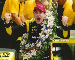 Simon Pagenaud Signed 8x10 Indy 500 Victory Lane Celebration Photo Irl With