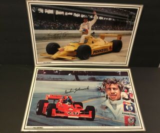 7 Indy Car Photographics Mats Ongais Al & Bobby Unser AJ Foyt Rutherford F1 2