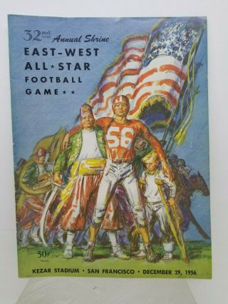 1956 East West Shrine All - Star Football Program Includes Autographs