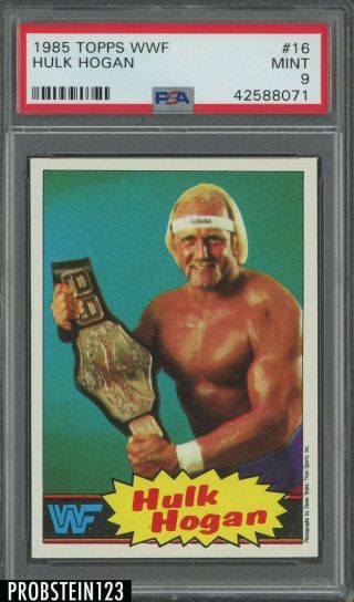 1985 Topps Wwf Wrestling 16 Hulk Hogan Psa 9