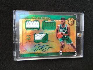 Jaylen Brown 25/25triple Patch On Card Auto Rookie 2016 - 17 Panini Gold Standard
