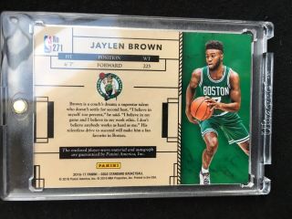 Jaylen Brown 25/25Triple Patch On Card Auto Rookie 2016 - 17 Panini Gold Standard 2