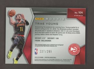 2018 - 19 Spectra Trae Young Hawks RPA RC Patch AUTO /299 2