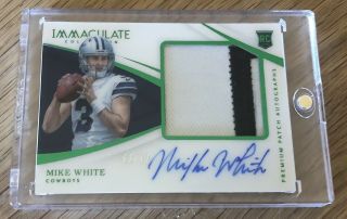 Mike White 2018 Immaculate Rpa 3/12 Jersey Number