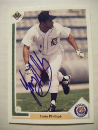 Tony Phillips D Signed Tigers 1991 Upper Deck Baseball Card Auto A 