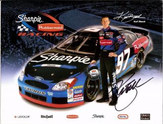 2001 Kurt Busch Signed Nascar Photo Card Postcard Sharpie Rubbermaid Ford Race