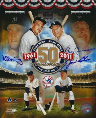 1961 Yankees Mickey Mantle And Roger Maris Team Signed 8x10 Photo W/ Cert