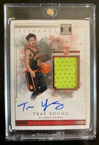 Great Trae Young Rc - 2018 - 2019 Panini Impeccable Auto Jersey Rc 90/99
