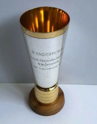 Vintage Gold & Silver Colored Cup Trophy 1974 Trap Shooting Wiesensteig Germany