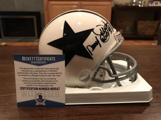 Daryl Moose Johnston Autographed Dallas Cowboys White Mini Helmet Beckett 2
