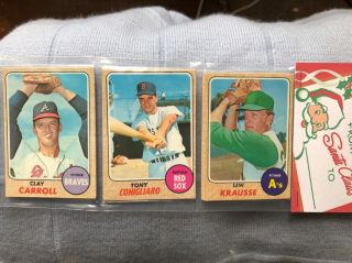 1968 Topps Christmas Cello Pack With Tony Conigliaro Showing On Top