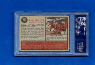 1962 Topps Baseball CARD 293 BOB MILLER PSA 5 EX N.  Y.  METS 2