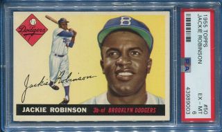 1955 Topps 50 Jackie Robinson Brooklyn Dodgers Card Psa 6 Ex/mt