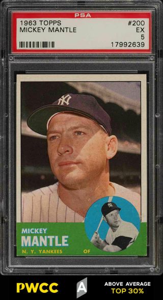 1963 Topps Mickey Mantle 200 Psa 5 Ex (pwcc - A)