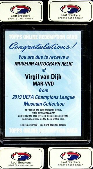 2018 - 19 Museum Soccer Virgil Van Dijk Auto Relic Redemption Card [kh]