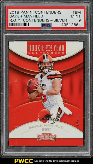 2018 Panini Contenders Roy Silver Baker Mayfield Rookie Rc /75 Psa 9 (pwcc)