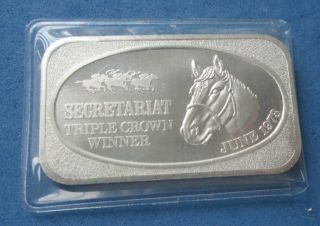Horse Racing Secretariat Triple Crown Winner 1973.  999 Silver Art Bar Ingot Ussc