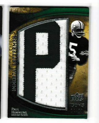 Paul Hornung 2009 Upper Deck Icons Immortal Letterman " P " Jersey Patch Relic /63