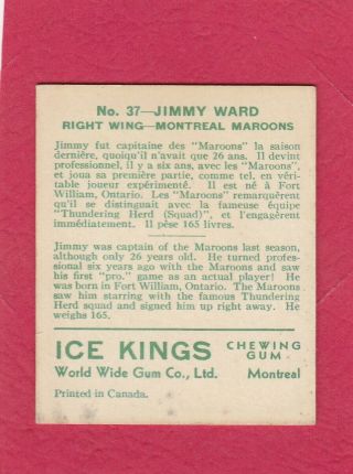 1933 - 34 V357 ICE KINGS WORLD WIDE GUM 37 JIMMY WARD 2