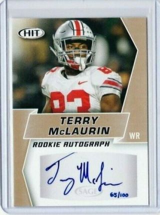 2019 Sage Hit Terry Mclaurin Rc Gold Auto A7 /100 Ohio State Redskins Pd