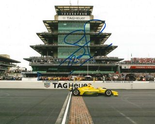 Simon Pagenaud Signed 8x10 Indy 500 Finish Line Winning Photo Irl With